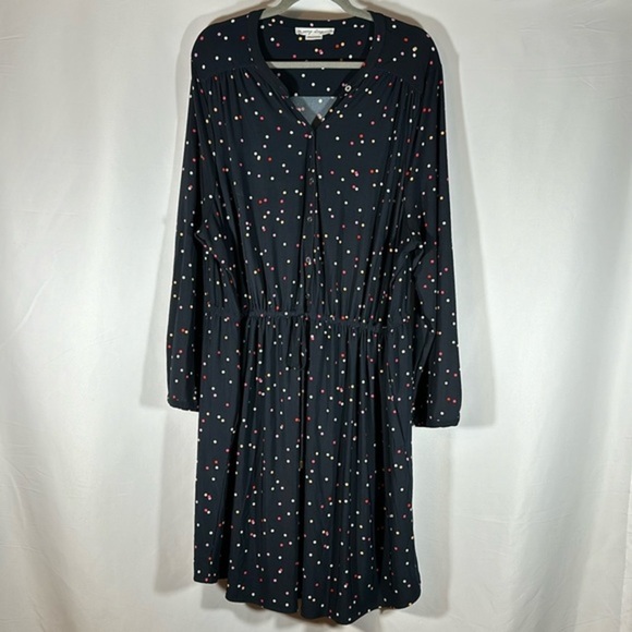 Penningtons Black Polkadot Long Sleeve Midi Dress - Picture 1 of 7